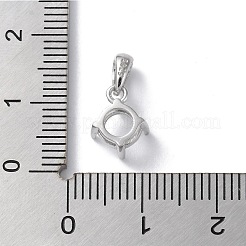 Rhodium Plated Rack Plating 925 Sterling Silver Pendants Cabochon Settings&nbsp;STER-NH0001-47P