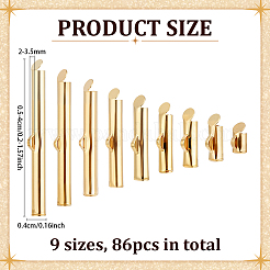 86Pcs 304 Stainless Steel Slide On End Clasp Tubes&nbsp;STAS-ME0002-22