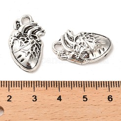 合金のチベット風チャーム  カドミウムフリー＆鉛フリー  ハート  アンティークシルバー  25x15x4mm  穴：2.6x3mm  約465個/1000g&nbsp;FIND-C043-064AS