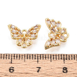 Brass Pave Clear Cubic Zirconia Links/Connector Charms&nbsp;KK-T077-69G