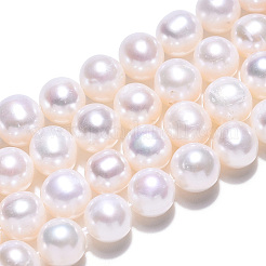 天然養殖淡水パールビーズ連売り  ラウンド  貝殻色  6.5~7x6~6.5mm  穴：0.7~0.8mm  約60個/連  14.37インチ（36.5cm）&nbsp;PEAR-N016-06A