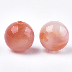 アクリルビーズ  天然石風  ラウンド  ダークサーモン  15.5~16x15mm  穴：2mm  約225個/500g&nbsp;OACR-S029-060F-03