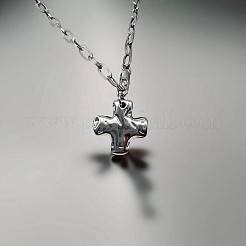 Alloy Textured Cross Pendant Paperclip Chain Necklaces&nbsp;FS-WGDACB3-02