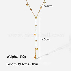 304 Stainless Steel Ball Chain Long Tassel Y Necklaces for Women&nbsp;FS-WG75565-01