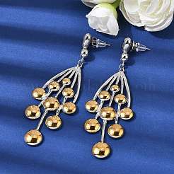 女性用304ステンレススチールスタッドピアス  ダングルピアス  ゴールデン·ステンレス鋼色  フラットラウンド  77.5x27mm&nbsp;EJEW-K296-08A-GP