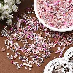 ミユキシードビーズミックス  日本製シードビーズ  混合形状  ピンク  1~9x1.5~2mm  穴：0.5~1mm&nbsp;X-SEED-Z005-01F