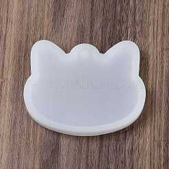 DIYシリコンモールド  レジン型  UVレジン用  エポキシ樹脂工芸品作り  ホワイト  猫の形  75x91x9.5mm  穴：5mm&nbsp;SIMO-Z003-01A