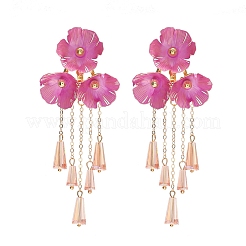 Alloy Glass Flower Stud Dangle Earringsl&nbsp;WG533F3-01