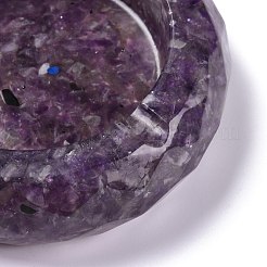 天然アメジストチップストーン灰皿入りレジン  ホームオフィスの卓上装飾  フラットラウンド  98x24mm  内径：67mm&nbsp;DJEW-F015-06B