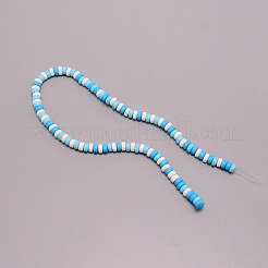 手作り樹脂粘土ビーズ  フラットラウンド  ディープスカイブルー  6~7x3mm  穴：1.2mm  約110個/連  15.55インチ（39.5cm）&nbsp;LS-CLAY-TAC0004-01B
