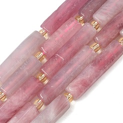 天然マダガスカル ローズクォーツビーズ連売り  多面カット  コラム  シードビーズで  12~30x6~7mm  穴：1.2mm  約11~24個/連  15.55''~15.75''（39.5~40センチメートル）&nbsp;G-D353-A19