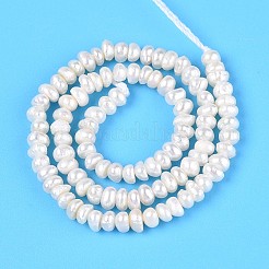 天然養殖淡水パールビーズ連売り  ナゲット  乳白色  1~2x2.5~3x2.5~3mm  穴：0.3~0.4mm  約95~107個/連  7.28~7.48''（18.5~19センチメートル）&nbsp;PEAR-T006-17