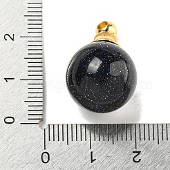 合成ブルー ゴールドストーンの香水瓶のペンダント  304ステンレススチール製金具付き  ラウンド  25x16mm  穴：2mm&nbsp;G-K338-22G-10