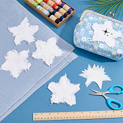 6袋入りポリエステル無地刺繍縫い付け布パッチ  ミシンクラフト装飾  ホワイト  スター  110x115x1.5mm&nbsp;PATC-PH0001-86A