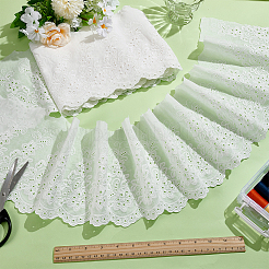 5ヤードのコットン刺繍フラワーレーストリム  花柄レースリボン  洋服アクセサリー  ホワイト  7-1/4インチ（185mm）&nbsp;OCOR-MA0001-30
