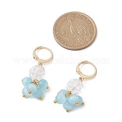 丸い猫の目フレンチフックピアス  女性用304ステンレススチールイヤリング  ゴールドカラー  35x12.5mm&nbsp;EJEW-JE05841