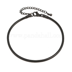 女性用304ステンレススチールスネークチェーンブレスレット  イオンプレーティング（ip）  長持ちメッキ  ブラック  8.27インチ（21cm）  テールチェーン：約50×長&nbsp;BJEW-H643-01EB