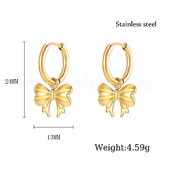 304 Stainless Steel Bowknot Dangle Earrings&nbsp;UM1027-1