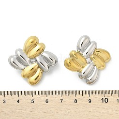 304ステンレススチールツートンスタッドピアス  18KGP本金メッキ＆プラチナ  菱形  35x35mm&nbsp;EJEW-A124-01B