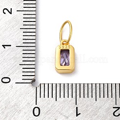 スターリングシルバーキュービックジルコニアチャーム925個  色  長方形  スレートブルー  8x5x2mm  穴：5x3mm&nbsp;STER-NH0014-01G-02
