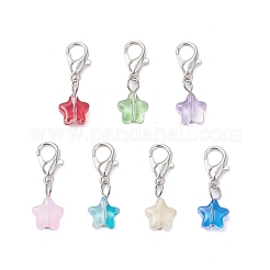 Glass Star Transparent Pendant Decorations&nbsp;HJEW-JM04020-01