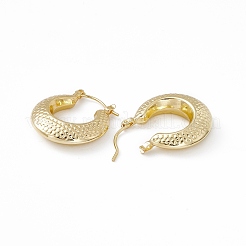 Brass Donut with Scale Pattern Hoop Earrings for Women&nbsp;EJEW-I270-06G
