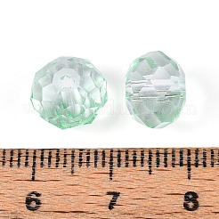 ベーキングペイント透明ガラスビーズ  ロンデル  多面カット  アクアマリン  9.5~10x7.5~8mm  穴：1.6mm&nbsp;X1-GLAA-N011-10mm-07