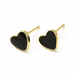 Enamel Heart Stud Earrings&nbsp;EJEW-H093-16G