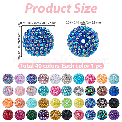 40Pcs 40 Colors Resin Rhinestone Beads&nbsp;RESI-PA0001-24