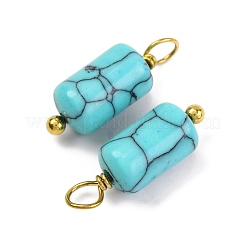 合成ターコイズ柱ペンダント  金色の304ステンレススチールループが付いた幾何学的なチャーム  17.5x6x6mm  穴：2mm&nbsp;STAS-H221-04G-07