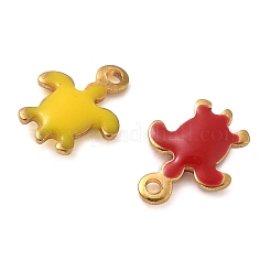 304ステンレススチールエナメルチャーム  ウミガメチャーム  ゴールドカラー  ミックスカラー  7x5x1mm  穴：0.7mm&nbsp;STAS-I341-01G