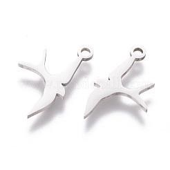 変色しにくい201ステンレススチールペンダント  鳥  ステンレス鋼色  18.5x10.6x1mm  穴：1.5mm&nbsp;STAS-Q201-T158
