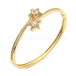Clear Cubic Zirconia Star Cuff Bangle&nbsp;BJEW-I298-20G