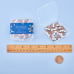 合金エナメルチャーム  レインボー  雲と  プラチナ  カラフル  17.5x19x1.6mm  穴：2mm  30個/箱&nbsp;PALLOY-SC0002-47