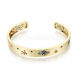 Brass Micro Pave Cubic Zirconia Cuff Bangles&nbsp;BJEW-S142-022-NF