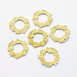 真鍮製リンクコネクター  鉛フリー＆カドミウムフリー＆ニッケルフリー  花  生（メッキなし）  18x19x1.5mm  穴：1mm&nbsp;KK-E716-116C-RS