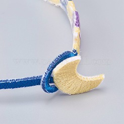 女の子のための刺繡ブレスレット  スターとムーン  カラフル  7-7/8インチ（20cm）&nbsp;BJEW-H535-03