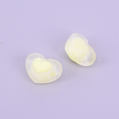 透明なアクリルビーズ  艶消し  DIYアクセサリー  透明  ハート  ライトゴールデンロッドイエロー  13x17x9.5mm  穴：2.8mm&nbsp;FACR-CJC0001-03A