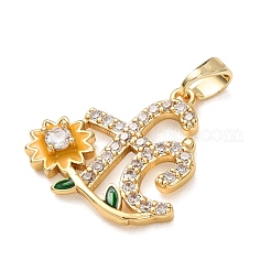 Brass Micro Pave Clear Cubic Zirconia Pendants&nbsp;CU-CBA8F66-05G