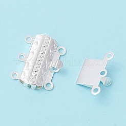 304ステンレススチールボックス留め具  マルチ連クラスプ  1連売り  3ホール  花の長方形  銀  6mm  穴：19.8x15x3mm&nbsp;LS-STAS-P249-03S-A