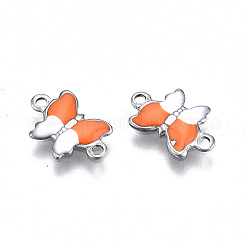 304ステンレススチールエナメルリンクコネクター  ニッケルフリー  蝶  ステンレス鋼色  レッドオレンジ  6.5x10x1mm  穴：1mm&nbsp;LS-STAS-q241-011E-NF