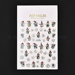 クリスマステーマ自己粘着ネイルアートステッカー  DIYネイルアートデコレーション  雪だるま模様  10.2x8cm&nbsp;MRMJ-A003-01E