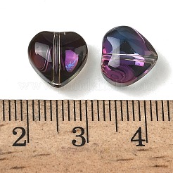 電気めっきガラスビーズ  銀メッキ  ハート  ミックスカラー  10x10x5mm  穴：1mm&nbsp;EGLA-H102-08