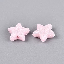 不透明なアクリルビーズ  グリッターパウダー付き  スター  ミスティローズ  13.5x14.5x4mm  穴：1.6mm&nbsp;MACR-T033-05A