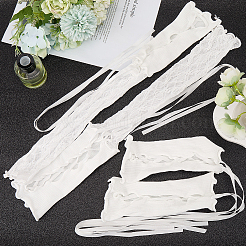 2 Pairs 2 Styles Polyester Bandage Long Lace Oversleeve Gloves&nbsp;AJEW-GF0010-70B