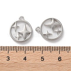ラックメッキ合金アクリルパーツ  スターとラウンド  プラチナ  16x14x3mm  穴：1.2mm&nbsp;FIND-M038-18P