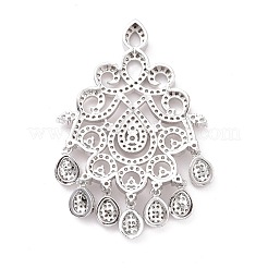 Eco-friendly Brass Micro Pave Clear Cubic Zirconia Big Pendants&nbsp;KK-D079-01P