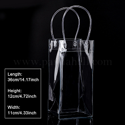 バレンタインデーのハンドル付き透明PVCビニール袋  赤ワイントートバッグ  透明  36x12x1cm&nbsp;ABAG-BC0001-20