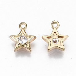 Brass Micro Pave Cubic Zirconia Charms&nbsp;KK-S359-022-RS