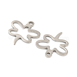変色しない201ステンレススチールペンダント  バタフライチャーム  ステンレス鋼色  15.3x14x0.8mm  穴：1.2mm.&nbsp;STAS-Z049-04P